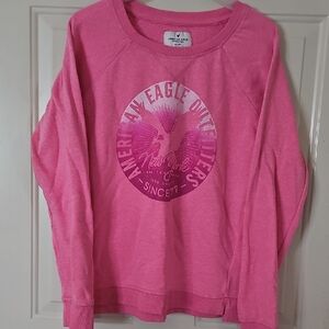 American Eagle Outfitters Graphic Pink Crew Neck Sweater